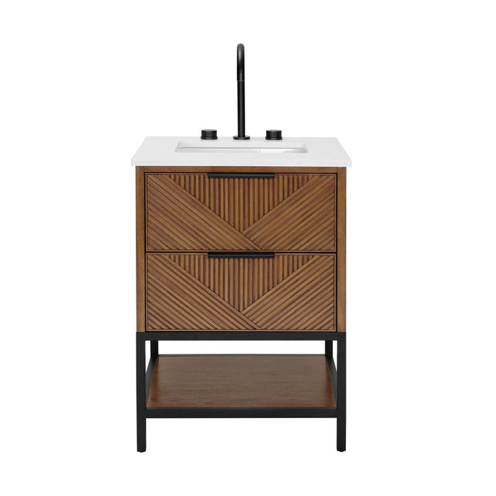 Bemma, Diamond 24" Single Vanity, Charcoal Black/Brushed Nickel, White Quartz Top#top-options_white-quartz-top