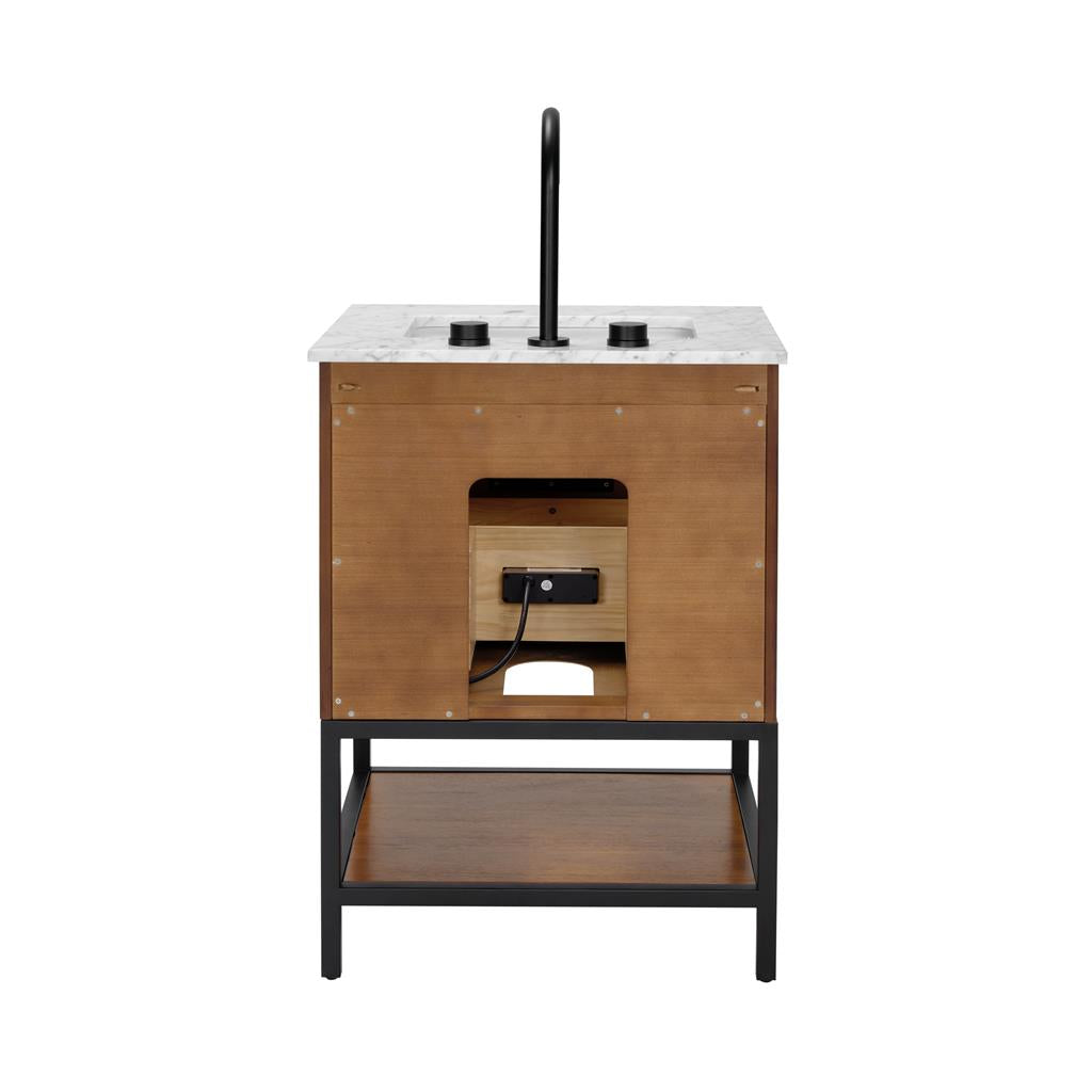 Bemma, Diamond 24" Single Vanity, Charcoal Black/Brushed Nickel, Carrara Marble Top#top-options_carrara-marble-top