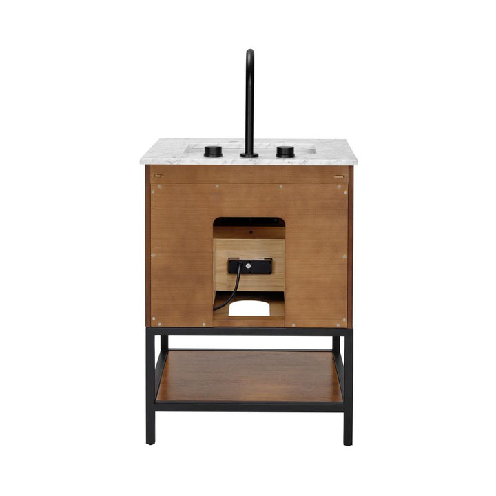 Bemma, Diamond 24" Single Vanity, Charcoal Black/Brushed Nickel, Carrara Marble Top#top-options_carrara-marble-top