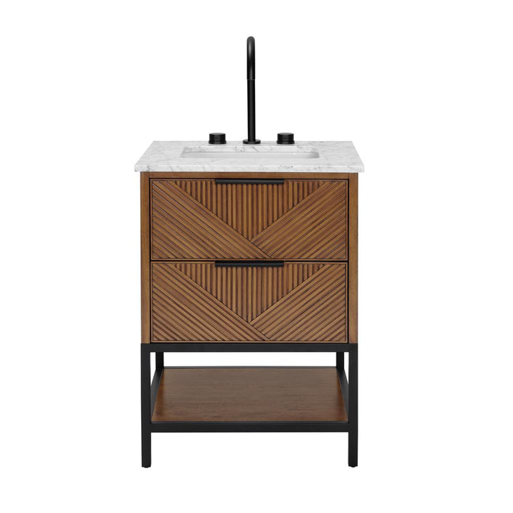 Bemma, Diamond 24" Single Vanity, Charcoal Black/Brushed Nickel, Carrara Marble Top#top-options_carrara-marble-top