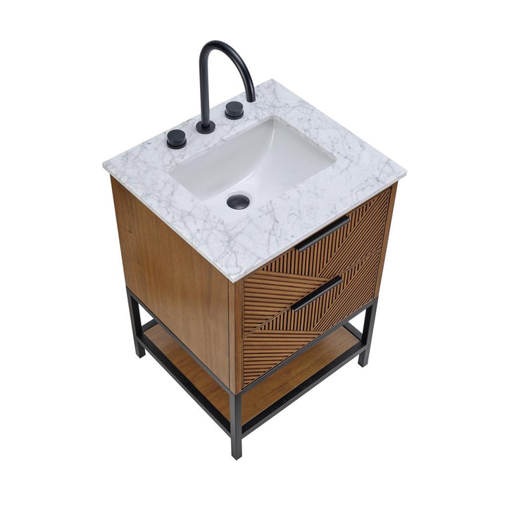 Bemma, Diamond 24" Single Vanity, Charcoal Black/Brushed Nickel, Carrara Marble Top#top-options_carrara-marble-top