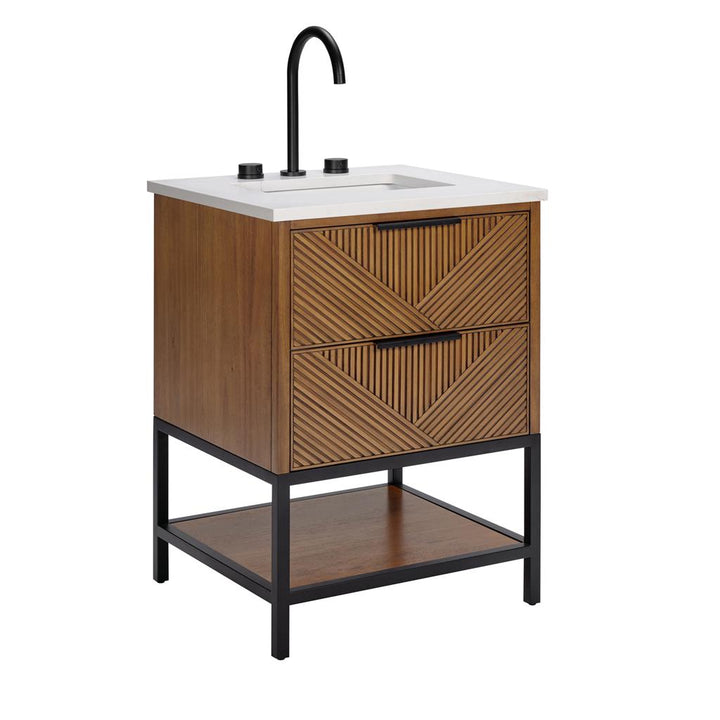 Bemma, Diamond 24" Single Vanity, Charcoal Black/Brushed Nickel, Carrara Marble Top#top-options_carrara-marble-top