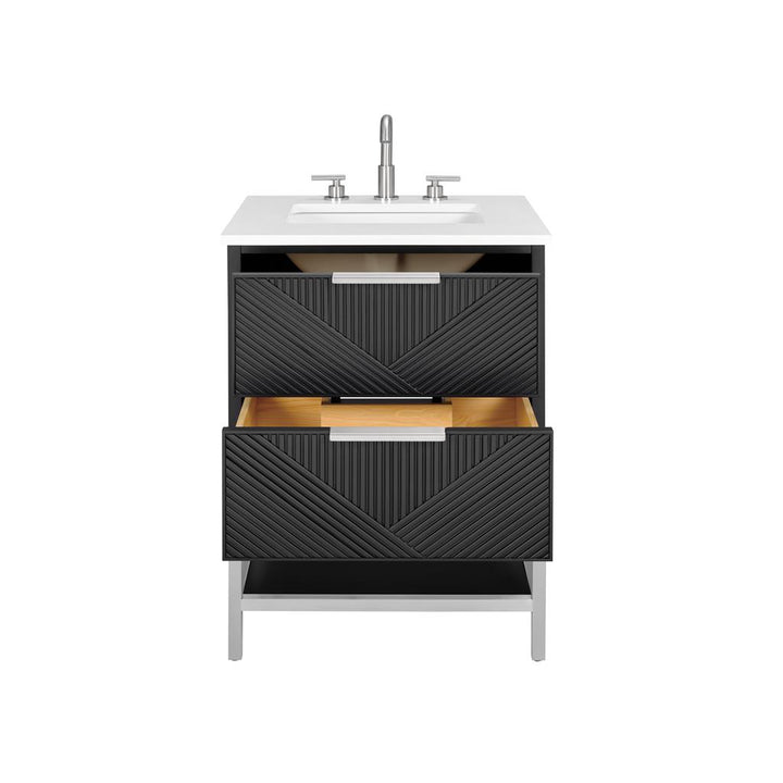 Bemma, Diamond 24" Single Vanity, Charcoal Black/Matte Black, White Quartz Top#top-options_white-quartz-top