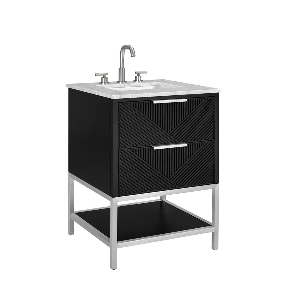 Bemma, Diamond 24" Single Vanity, Charcoal Black/Brushed Nickel, Carrara Marble Top#top-options_carrara-marble-top