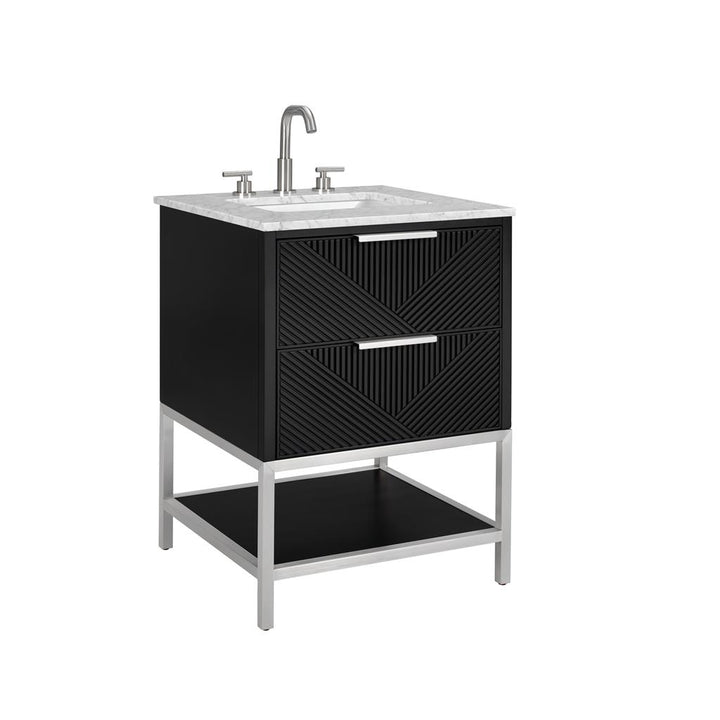 Bemma, Diamond 24" Single Vanity, Charcoal Black/Brushed Nickel, Carrara Marble Top#top-options_carrara-marble-top