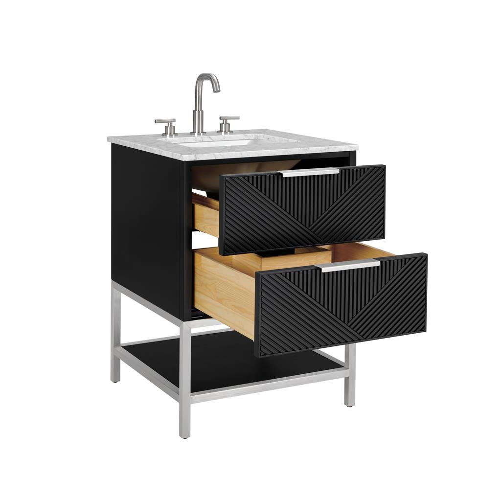 Bemma, Diamond 24" Single Vanity, Charcoal Black/Brushed Nickel, Carrara Marble Top#top-options_carrara-marble-top