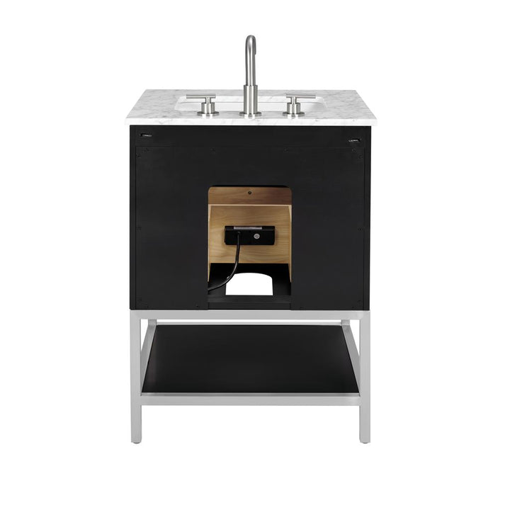 Bemma, Diamond 24" Single Vanity, Charcoal Black/Brushed Nickel, Carrara Marble Top#top-options_carrara-marble-top