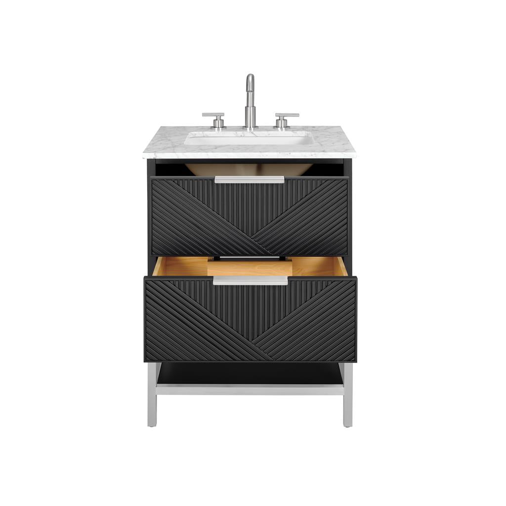 Bemma, Diamond 24" Single Vanity, Charcoal Black/Brushed Nickel, Carrara Marble Top#top-options_carrara-marble-top