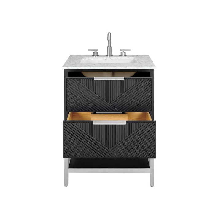 Bemma, Diamond 24" Single Vanity, Charcoal Black/Brushed Nickel, Carrara Marble Top#top-options_carrara-marble-top