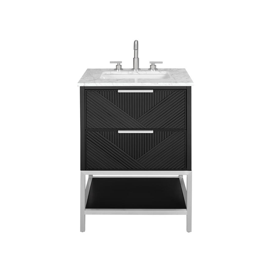 Bemma, Diamond 24" Single Vanity, Charcoal Black/Brushed Nickel, Carrara Marble Top#top-options_carrara-marble-top