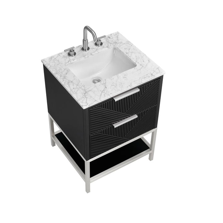 Bemma, Diamond 24" Single Vanity, Charcoal Black/Brushed Nickel, Carrara Marble Top#top-options_carrara-marble-top