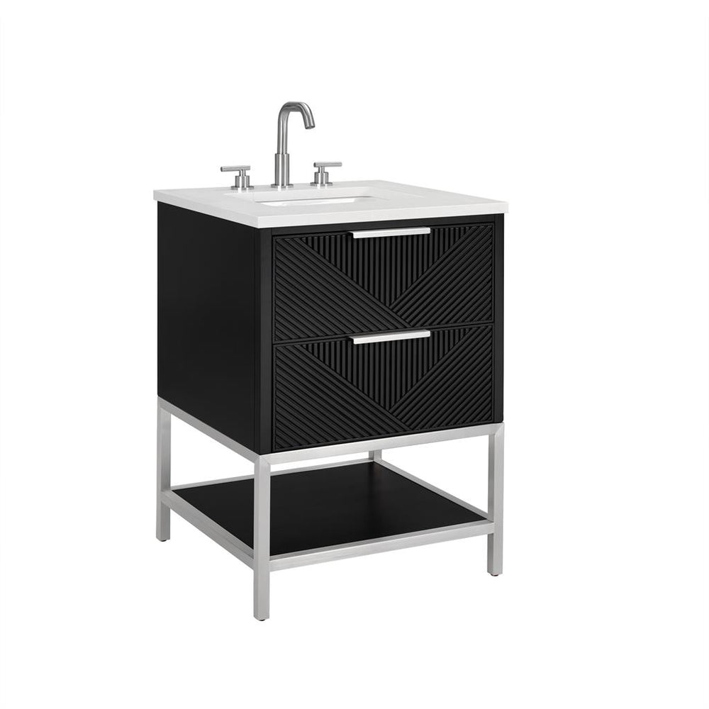 Bemma, Diamond 24" Single Vanity, Charcoal Black/Brushed Nickel, Calacatta Quartz Top#top-options_calacatta-quartz-top