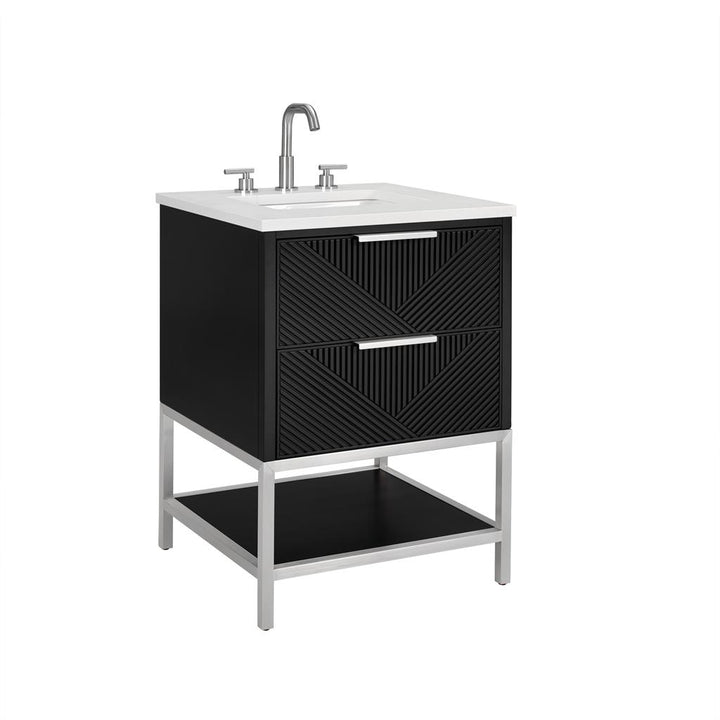Bemma, Diamond 24" Single Vanity, Charcoal Black/Brushed Nickel, Calacatta Quartz Top#top-options_calacatta-quartz-top