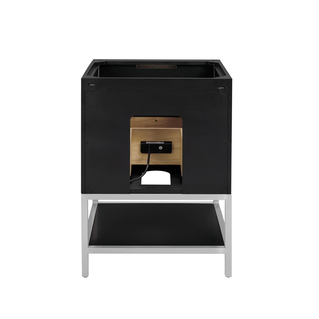 Bemma, Diamond 24" Single Vanity, Charcoal Black/Brushed Nickel, Calacatta Quartz Top#top-options_calacatta-quartz-top