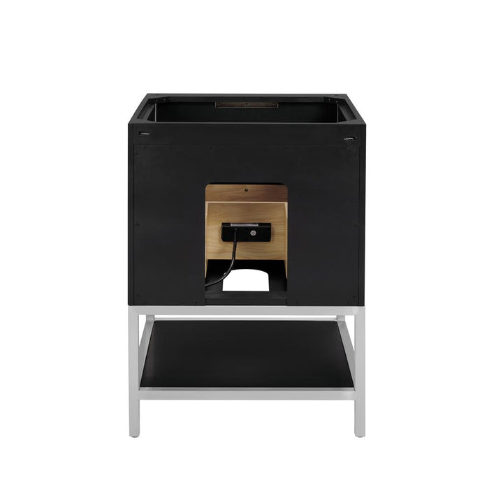 Bemma, Diamond 24" Single Vanity, Charcoal Black/Brushed Nickel, Calacatta Quartz Top#top-options_calacatta-quartz-top