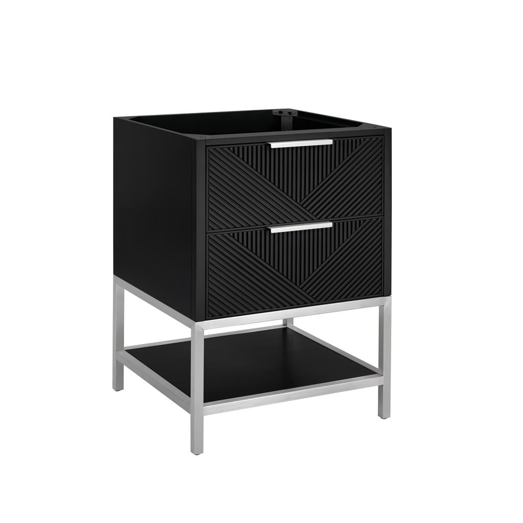 Bemma, Diamond 24" Single Vanity, Charcoal Black/Brushed Nickel, Calacatta Quartz Top#top-options_calacatta-quartz-top