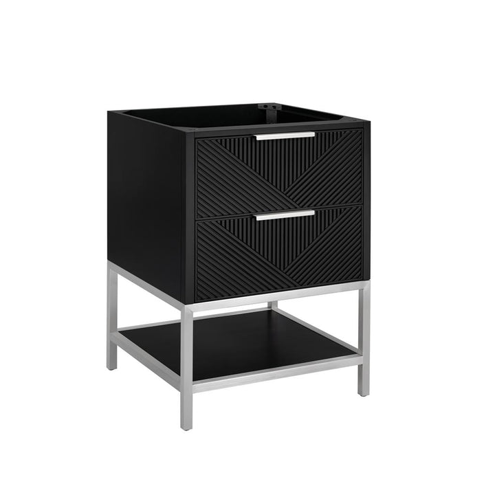 Bemma, Diamond 24" Single Vanity, Charcoal Black/Brushed Nickel, Calacatta Quartz Top#top-options_calacatta-quartz-top