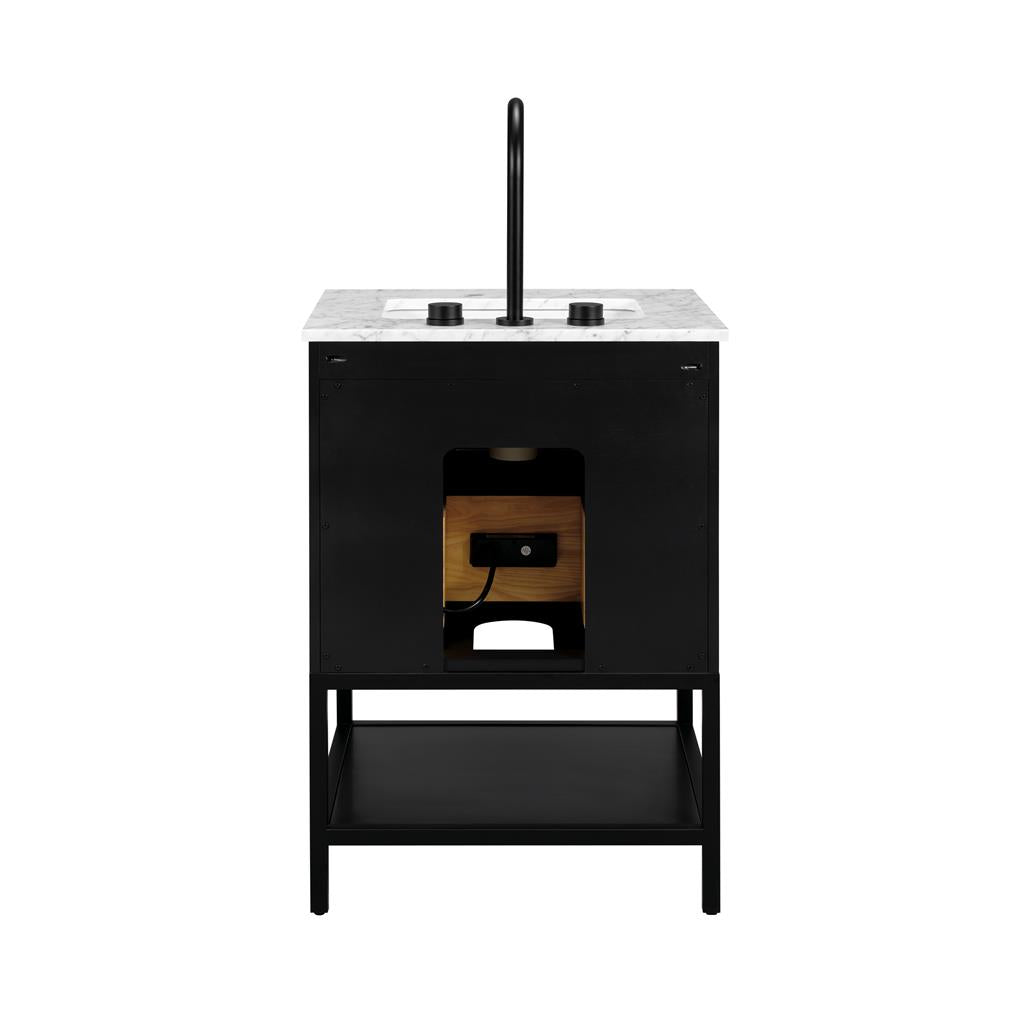 Bemma, Diamond 24" Single Vanity, Charcoal Black/Matte Black, Carrara Marble Top#top-options_carrara-marble-top