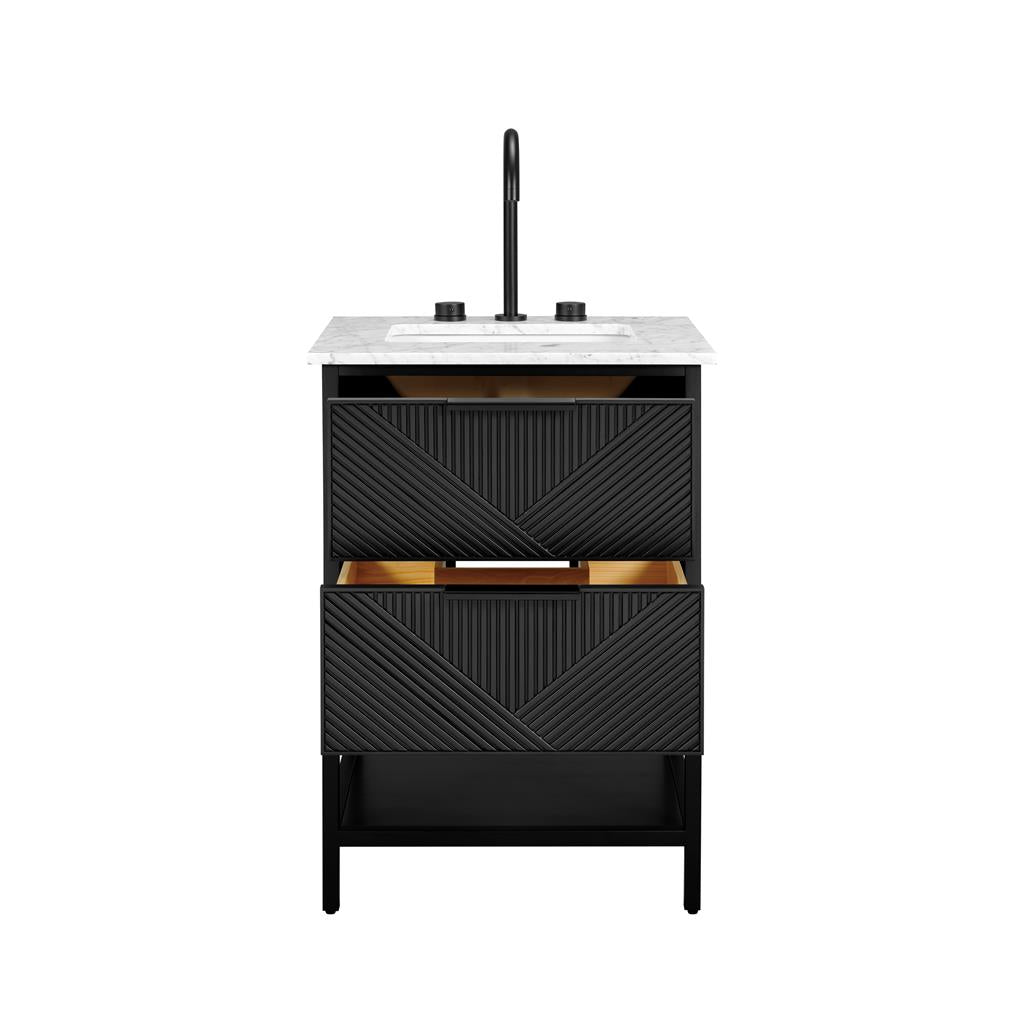 Bemma, Diamond 24" Single Vanity, Charcoal Black/Matte Black, Carrara Marble Top#top-options_carrara-marble-top