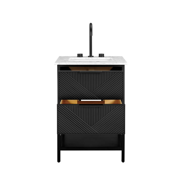 Bemma, Diamond 24" Single Vanity, Charcoal Black/Matte Black, Carrara Marble Top#top-options_carrara-marble-top