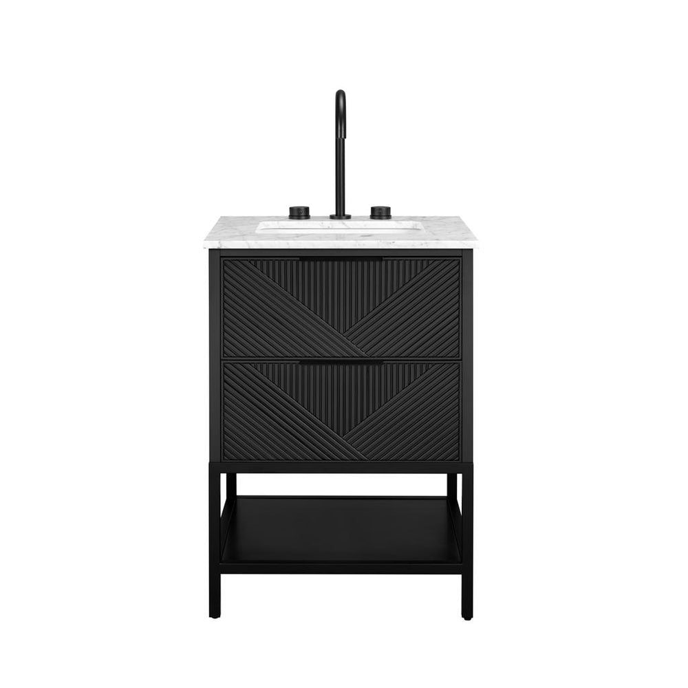 Bemma, Diamond 24" Single Vanity, Charcoal Black/Matte Black, Carrara Marble Top#top-options_carrara-marble-top