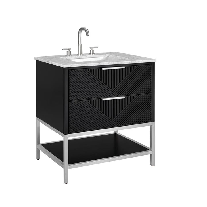 Bemma, Diamond 30" Single Vanity, Charcoal Black/Brushed Nickel, Carrara Marble Top#top-options_carrara-marble-top