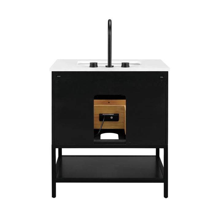 Bemma, Diamond 30" Single Vanity, Charcoal Black/Matte Black, White Quartz Top#top-options_white-quartz-top