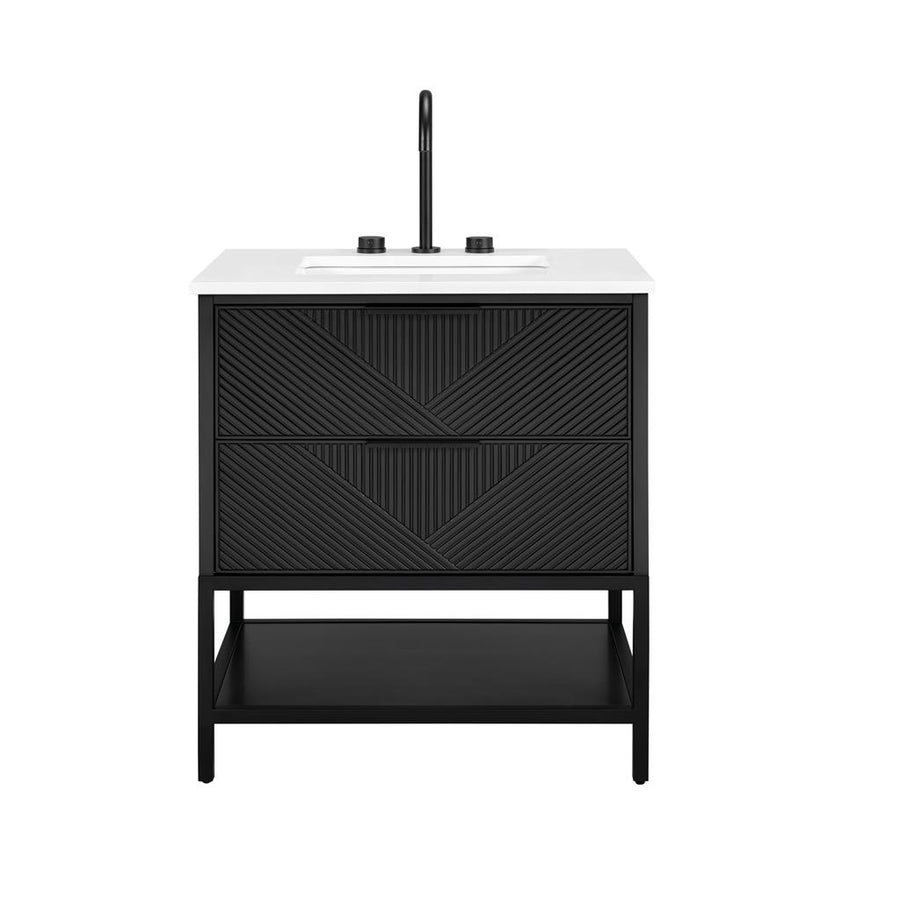 Bemma, Diamond 30" Single Vanity, Charcoal Black/Matte Black, White Quartz Top#top-options_white-quartz-top