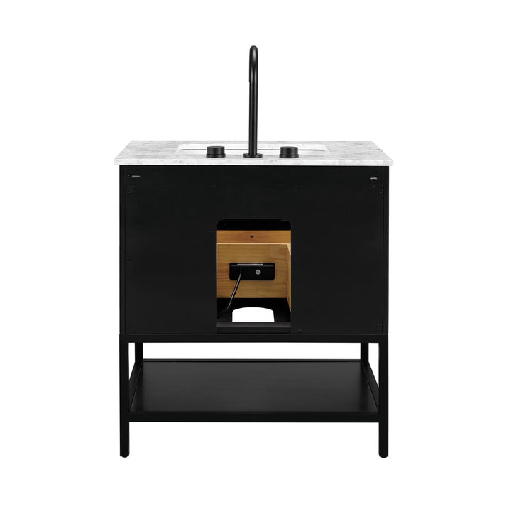 Bemma, Diamond 30" Single Vanity, Charcoal Black/Matte Black, Carrara Marble Top#top-options_carrara-marble-top