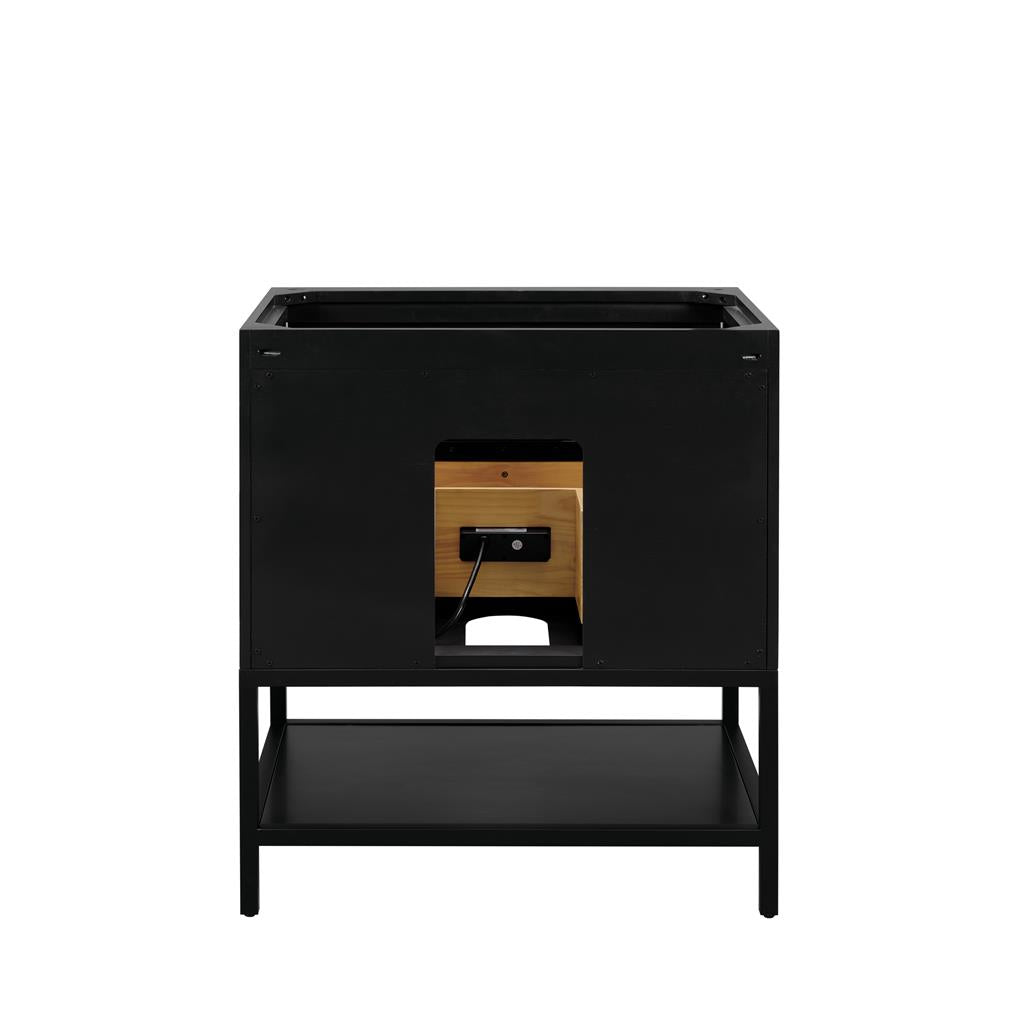 Bemma, Diamond 30" Single Vanity, Charcoal Black/Matte Black, Carrara Marble Top#top-options_carrara-marble-top