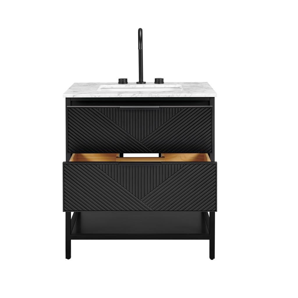 Bemma, Diamond 30" Single Vanity, Charcoal Black/Matte Black, Carrara Marble Top#top-options_carrara-marble-top