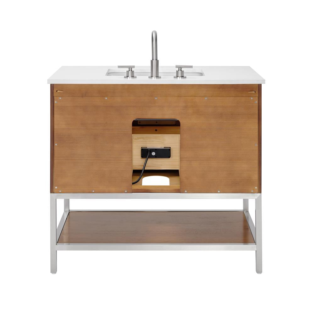 Bemma, Diamond 36" Single Vanity Vanity, Walnut/Brushed Nickel, White Quartz Top#top-options_white-quartz-top
