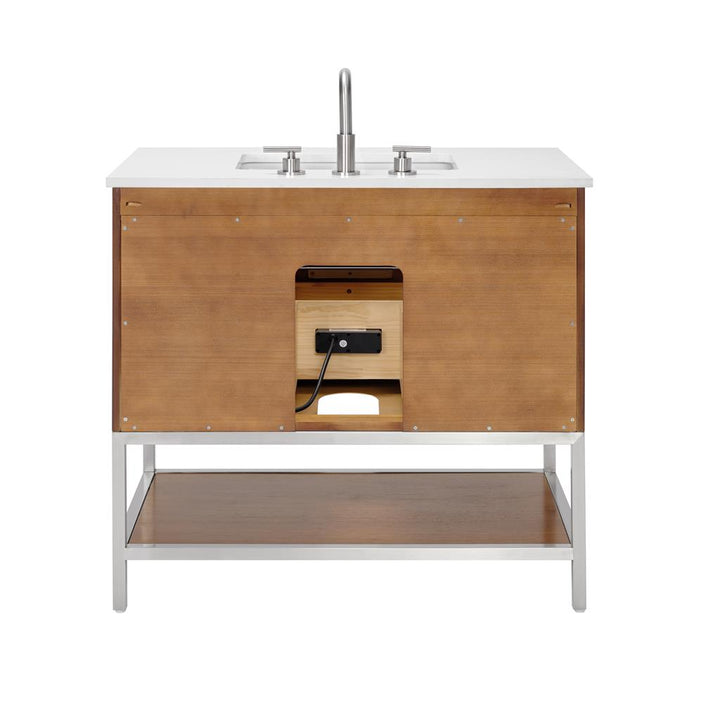 Bemma, Diamond 36" Single Vanity Vanity, Walnut/Brushed Nickel, White Quartz Top#top-options_white-quartz-top