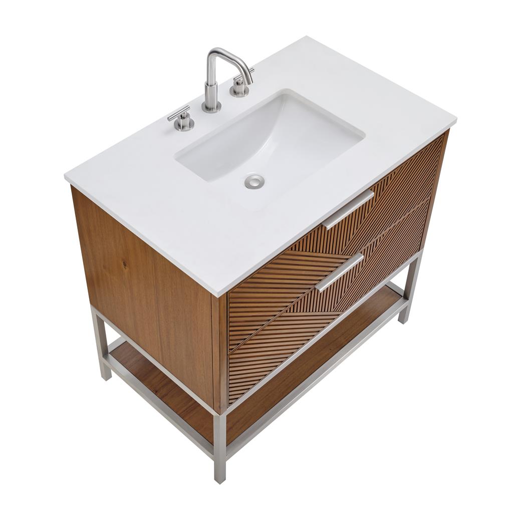 Bemma, Diamond 36" Single Vanity Vanity, Walnut/Brushed Nickel, White Quartz Top#top-options_white-quartz-top
