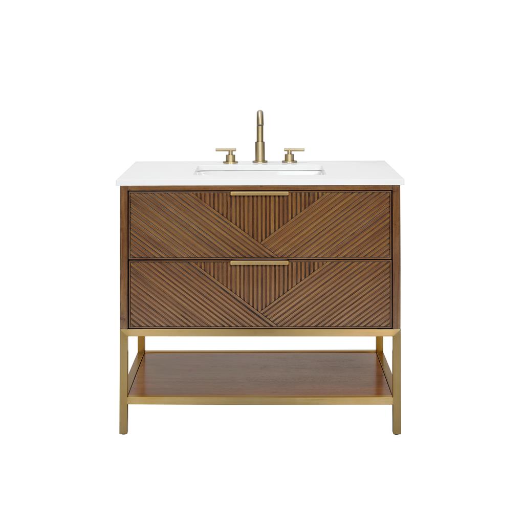 Bemma, Diamond 36" Single Vanity Vanity, Walnut/Satin Brass, White Quartz Top#top-options_white-quartz-top