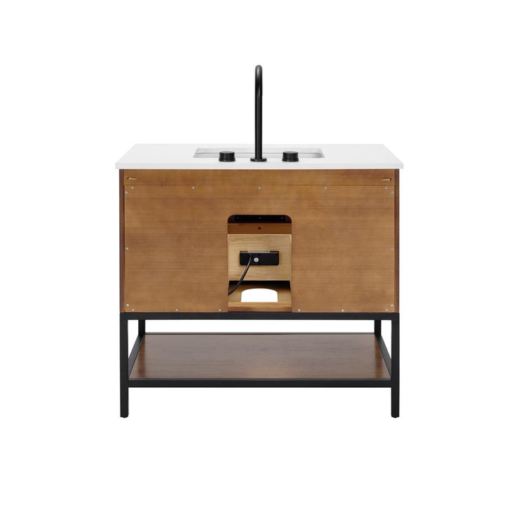 Bemma, Diamond 36" Single Vanity Vanity, Walnut/Matte Black, White Quartz Top#top-options_white-quartz-top