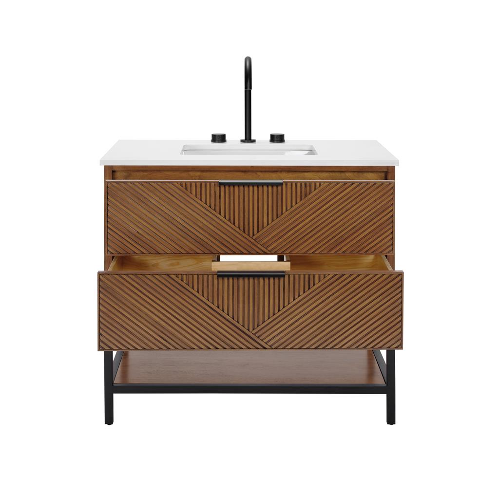 Bemma, Diamond 36" Single Vanity Vanity, Walnut/Matte Black, White Quartz Top#top-options_white-quartz-top