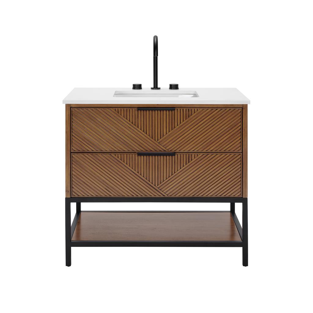 Bemma, Diamond 36" Single Vanity Vanity, Walnut/Matte Black, White Quartz Top#top-options_white-quartz-top