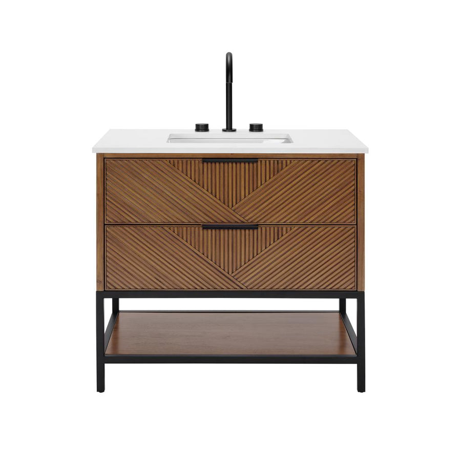 Bemma, Diamond 36" Single Vanity Vanity, Walnut/Matte Black, White Quartz Top#top-options_white-quartz-top