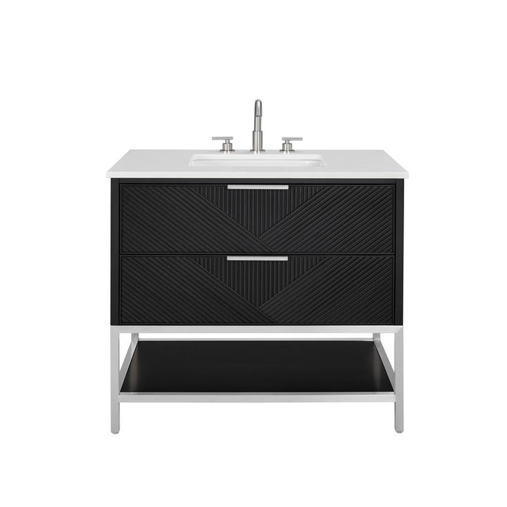 Bemma, Diamond 36" Single Vanity Vanity, Charcoal Black/Brushed Nickel, White Quartz Top#top-options_white-quartz-top