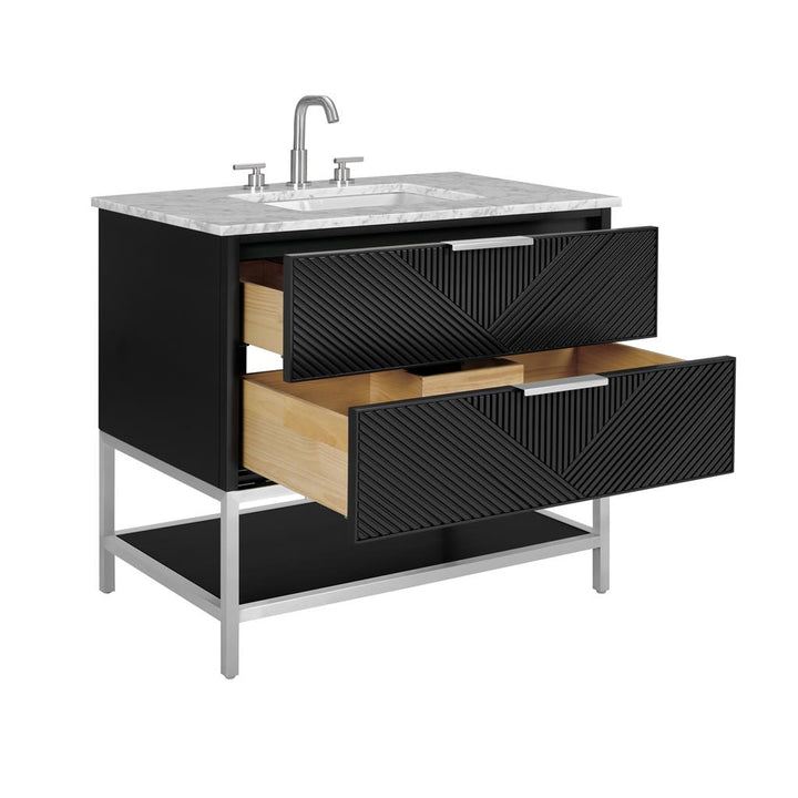 Bemma, Diamond 36" Single Vanity Vanity, Charcoal Black/Brushed Nickel, Carrara Marble Top#top-options_carrara-marble-top