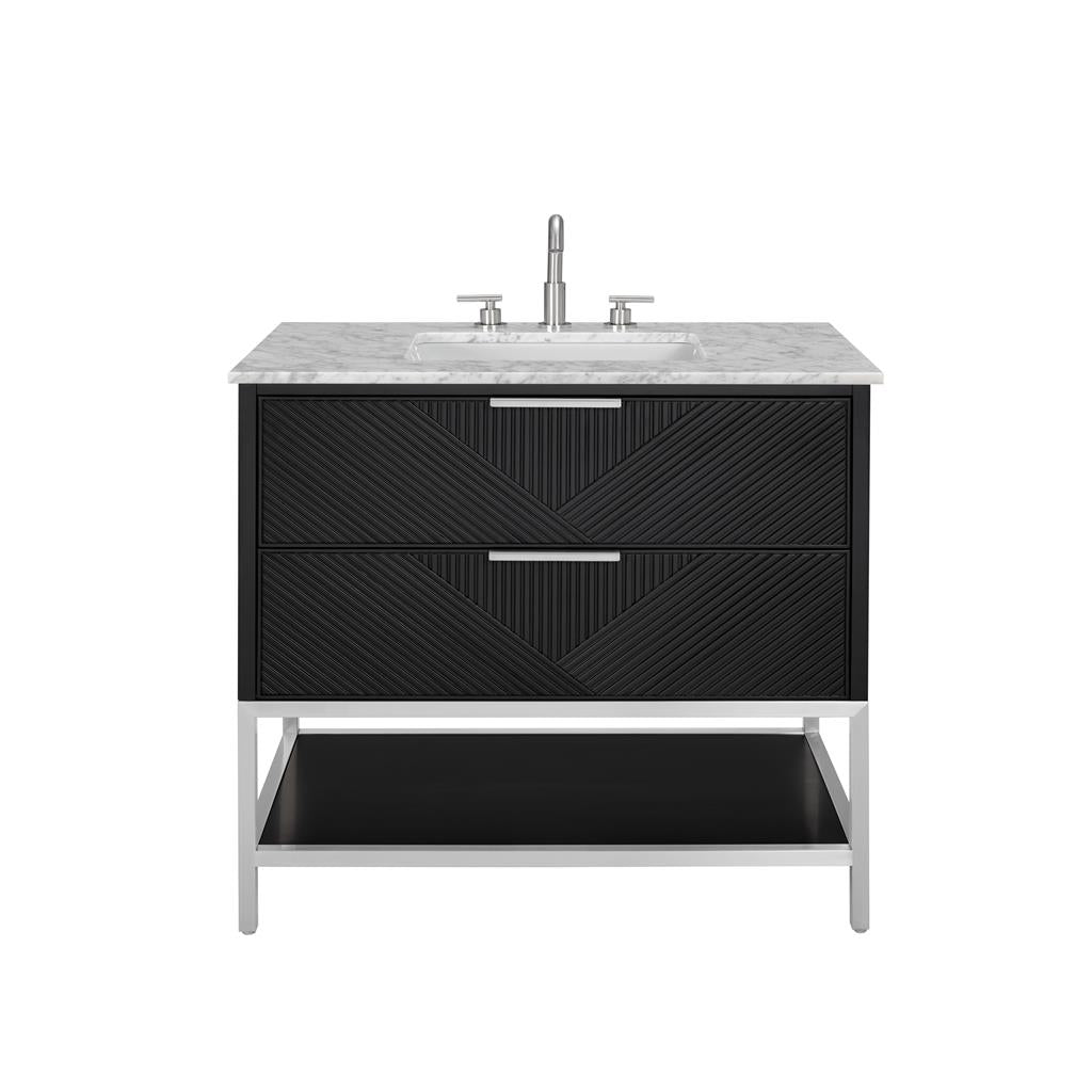 Bemma, Diamond 36" Single Vanity Vanity, Charcoal Black/Brushed Nickel, Carrara Marble Top#top-options_carrara-marble-top