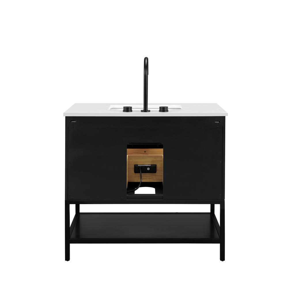 Bemma, Diamond 36" Single Vanity Vanity, Charcoal Black/Matte Black, White Quartz Top#top-options_white-quartz-top
