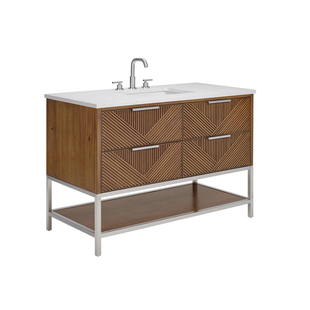 Bemma, Diamond 48" Single Vanity, Walnut/Brushed Nickel, Calacatta Quartz Top#top-options_calacatta-quartz-top