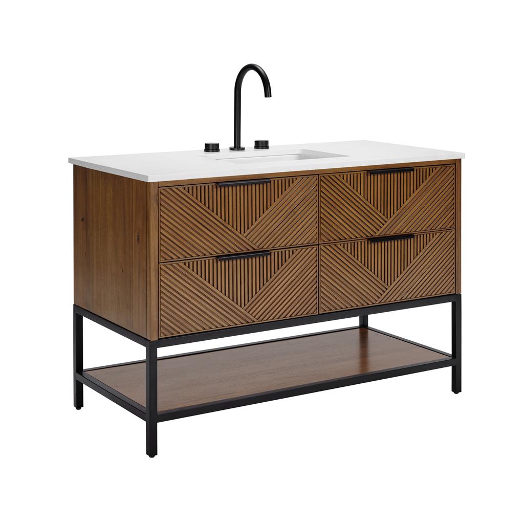 Bemma, Diamond 48" Single Vanity, Walnut/Matte Black, White Quartz Top#top-options_white-quartz-top