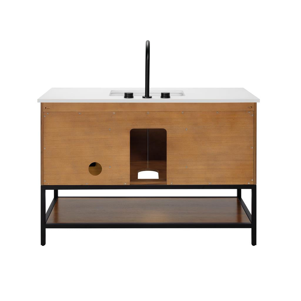 Bemma, Diamond 48" Single Vanity, Walnut/Matte Black, White Quartz Top#top-options_white-quartz-top