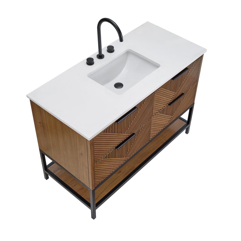 Bemma, Diamond 48" Single Vanity, Walnut/Matte Black, White Quartz Top#top-options_white-quartz-top