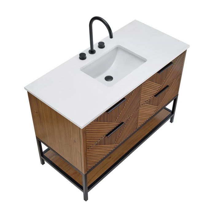 Bemma, Diamond 48" Single Vanity, Walnut/Matte Black, White Quartz Top#top-options_white-quartz-top