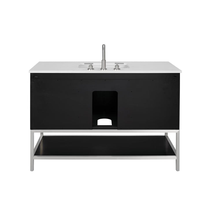 Bemma, Diamond 48" Single Vanity, Charcoal Black/Brushed Nickel, White Quartz Top#top-options_white-quartz-top