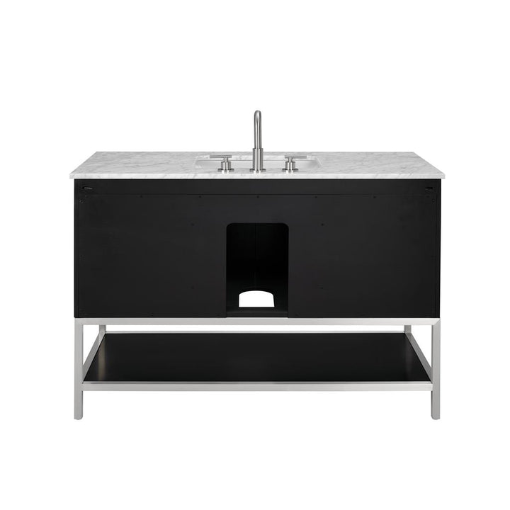 Bemma, Diamond 48" Single Vanity, Charcoal Black/Brushed Nickel, Carrara Marble Top#top-options_carrara-marble-top
